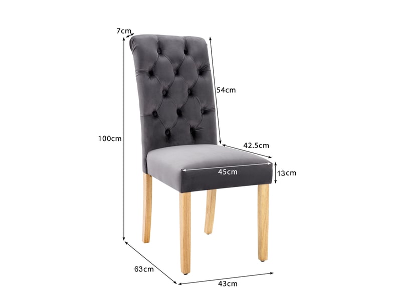  Chaises de salle à manger 6 pièces, ressorts en s et pieds en chêne, velours gris  - Conforama E