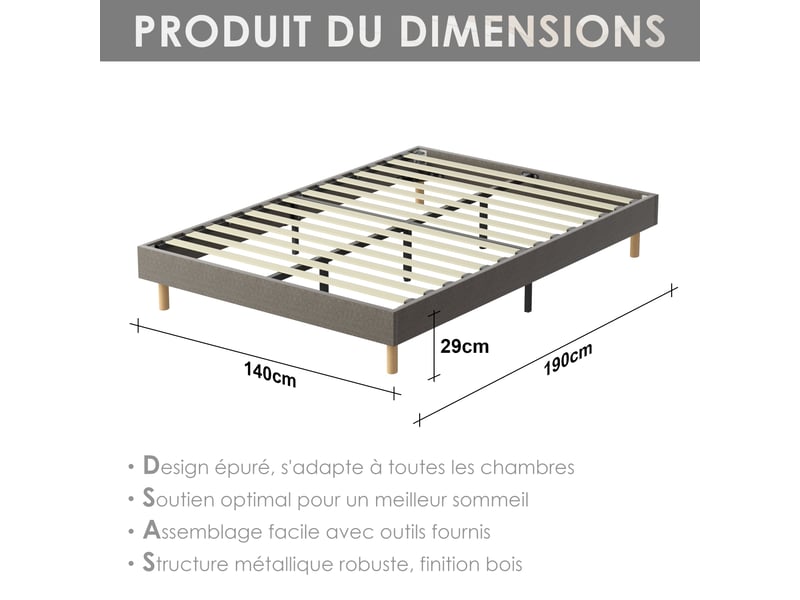  Ensemble matelas ressorts 140x190 cm epaisseur 30 cm + sommier déco  - Conforama D