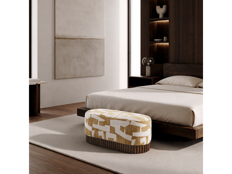  Banc en tissu texturé à motifs moutarde ash CPF3TTMMT - Conforama E