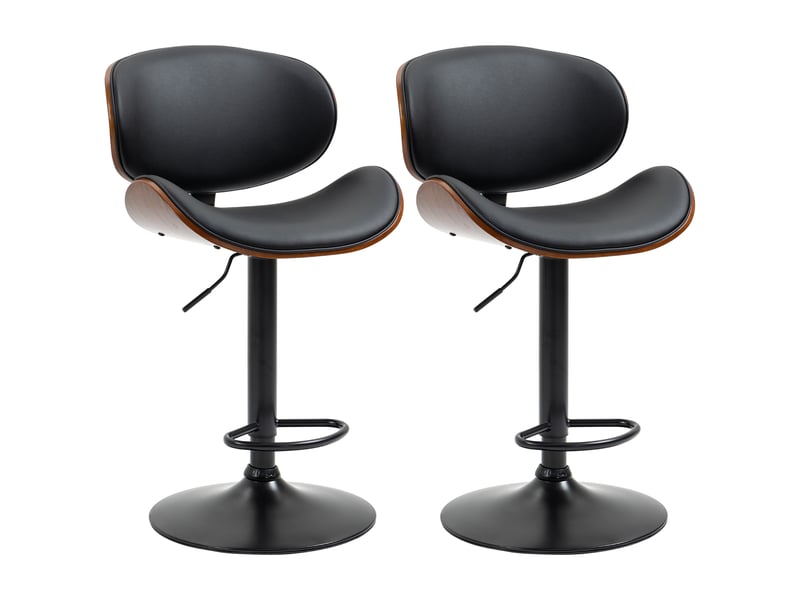  Lot de 2 chaises de bar tabouret hauteur réglable revêtement synthétique 53 x 52 x 92-112 cm noir  - Conforama B