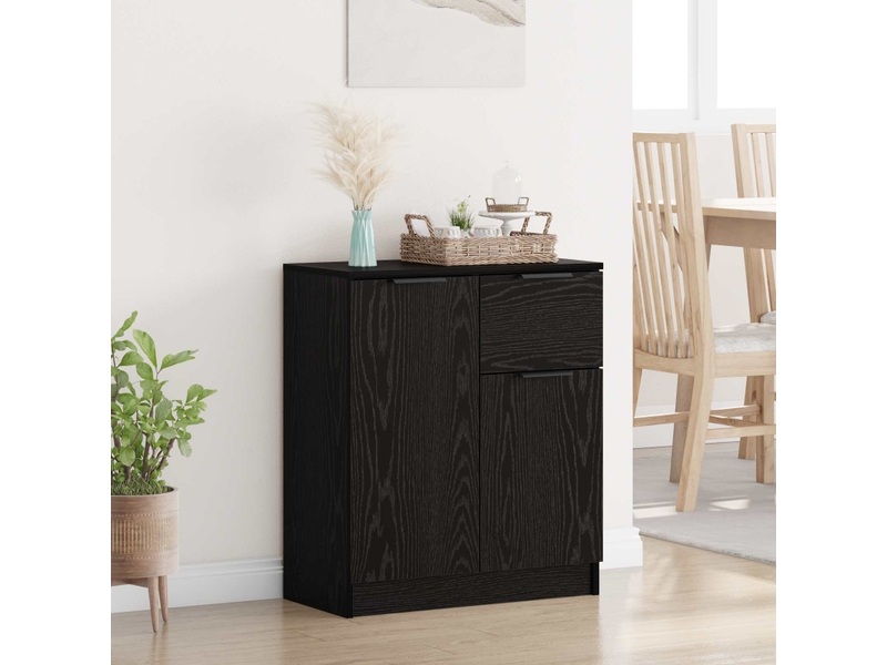 Buffet - bahut - meuble de rangement chêne noir 60 x 30 x 70 cm bois d'ingénierie - Conforama B