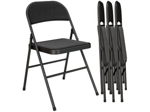 Lot de 4 chaises pliantes en acier et tissu aspect lin noir 45 x 46 x 78 cm