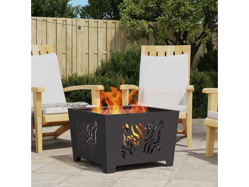  Brasero exterieur, foyer camping noir 60x60x40 cm acier patiné  - Conforama B