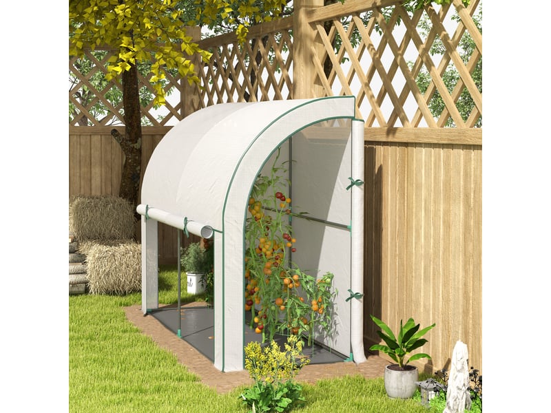 Serre murale, abri pour plantes accessible, bâche en plastique, 300 x 80 x 157 cm, blanche - Conforama C