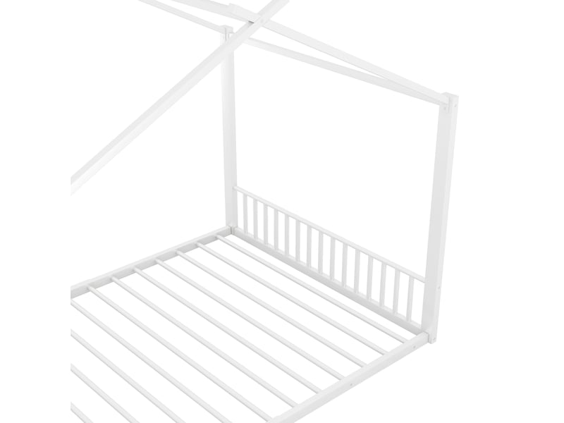  Lit enfant cabane 140x200 cm en métal blanc sans matelas  - Conforama R