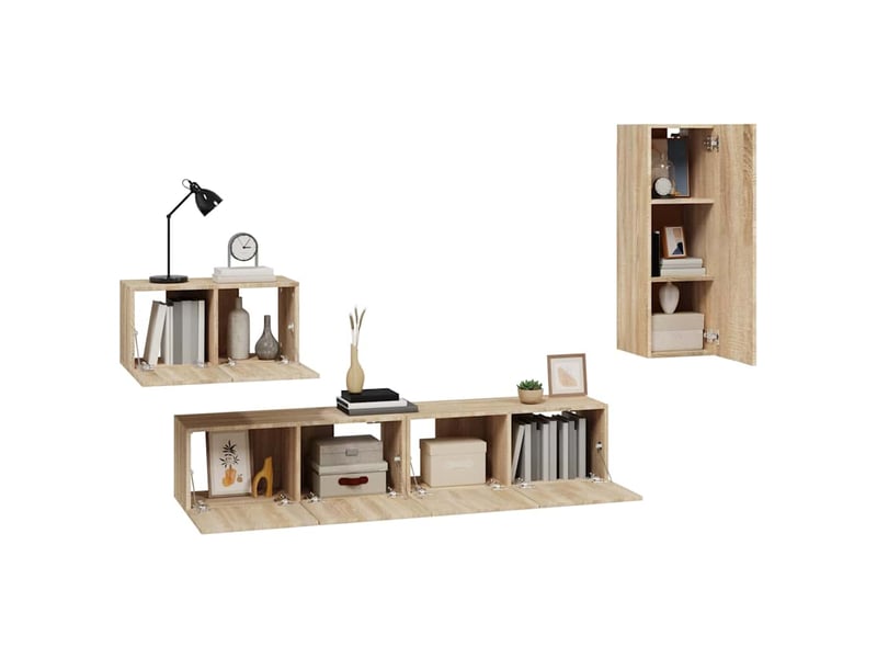  Ensemble de meubles tv 4 pcs chêne sonoma bois d'ingénierie shl46480  - Conforama D