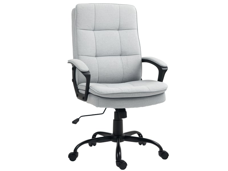  Chaise de bureau ergonomique à dossier haut, hauteur réglable et fonction bascule, grise  - Conforama B