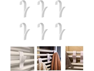 6pcs crochet pour radiateur sèche-serviettes universel - plastique, blanc
