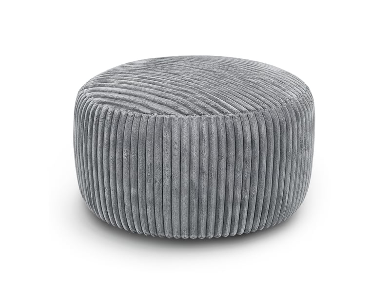  Fauteuil pouf rond 100 cm en velours côtelé gris clair, mousse à mémoire de forme, pour vos moments détente  - Conforama A