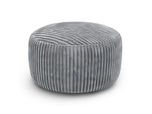 Fauteuil pouf rond 100 cm en velours côtelé gris clair, mousse à mémoire de forme, pour vos moments détente