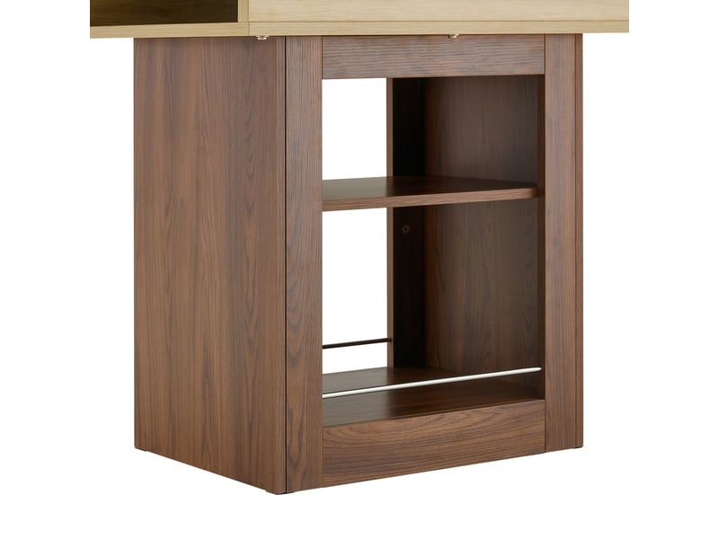  Table extensible imitation bois avec rangement intérieur en mdf teinte noyer dimensions 130 cm ou 160 cm idéale pour petits espaces 4 à 8 personnes  - Conforama A