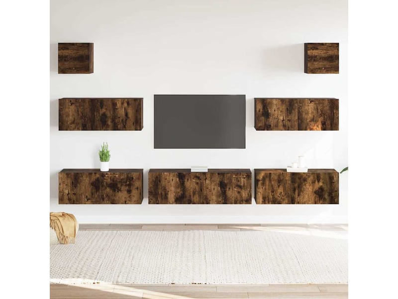  Ensemble de meubles tv 7 pcs chêne fumé bois d'ingénierie shl31452  - Conforama B