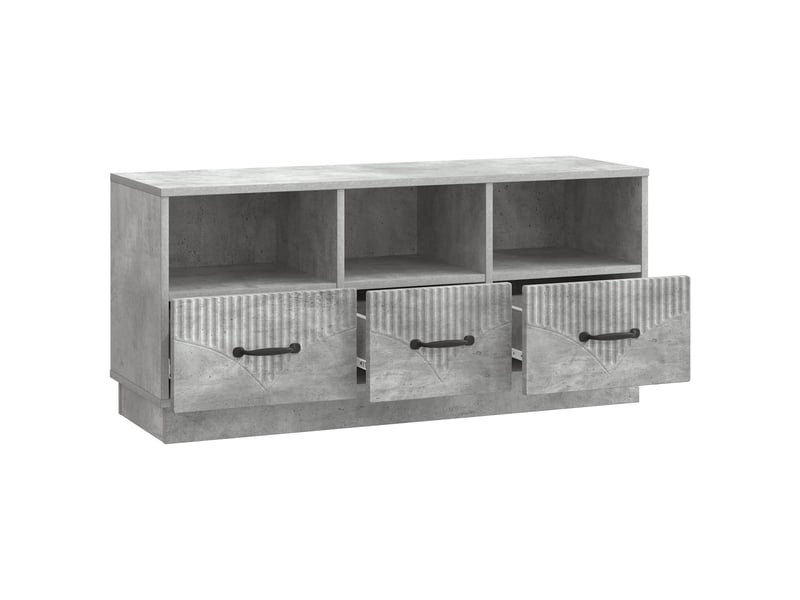  Meuble tv - banc tv - meuble de rangement gris béton 102 x 34,5 x 47 cm bois d'ingénierie  - Conforama E