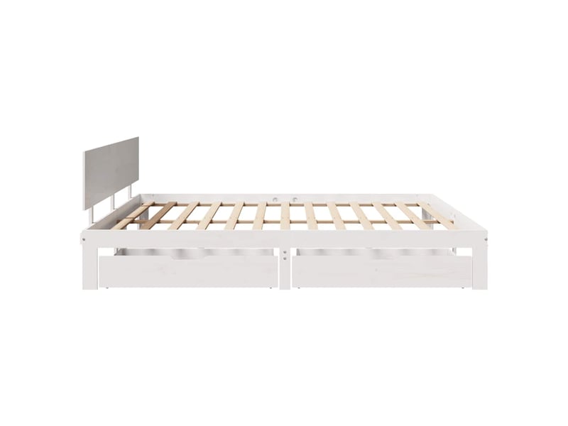  Lit double- lit adulte -  cadre de lit avec tiroirs sans matelas blanc 200x200 cm  - Conforama D