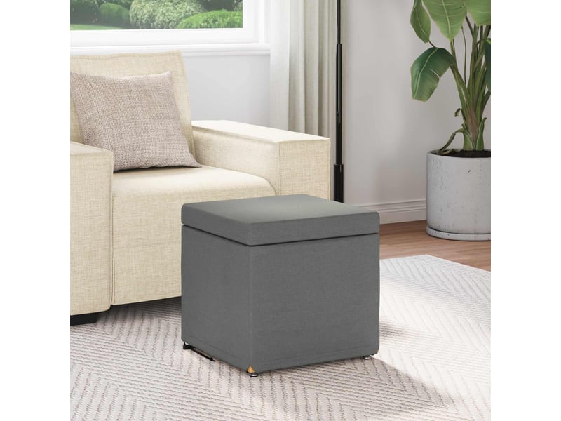  Tabouret bas, ottoman gris foncé 41x41x40 cm tissu et bois stratifié  - Conforama C