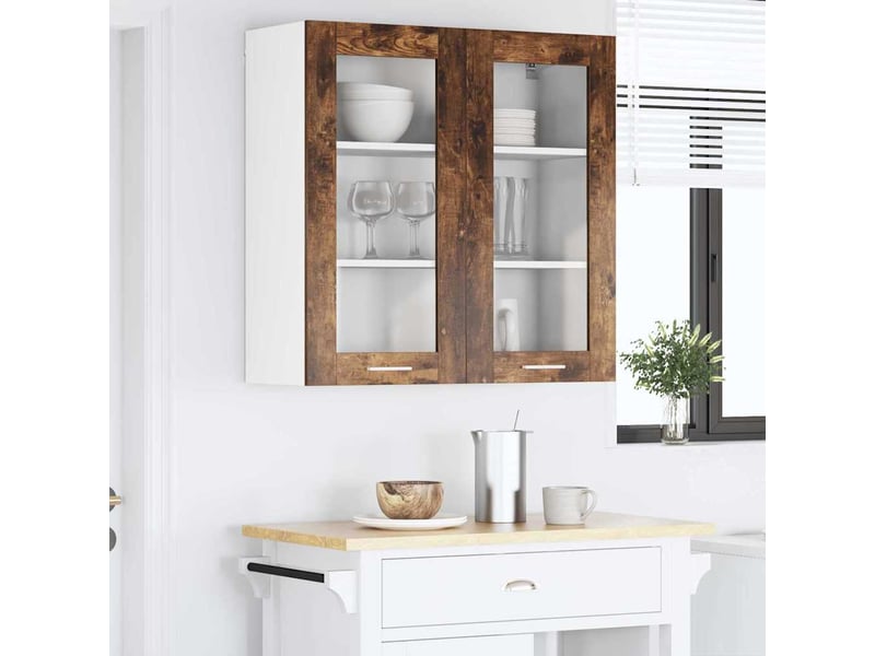 Meuble de rangement, armoire suspendue chêne fumé 80x31x80cm bois d'ingénierie shl2538 - Conforama D
