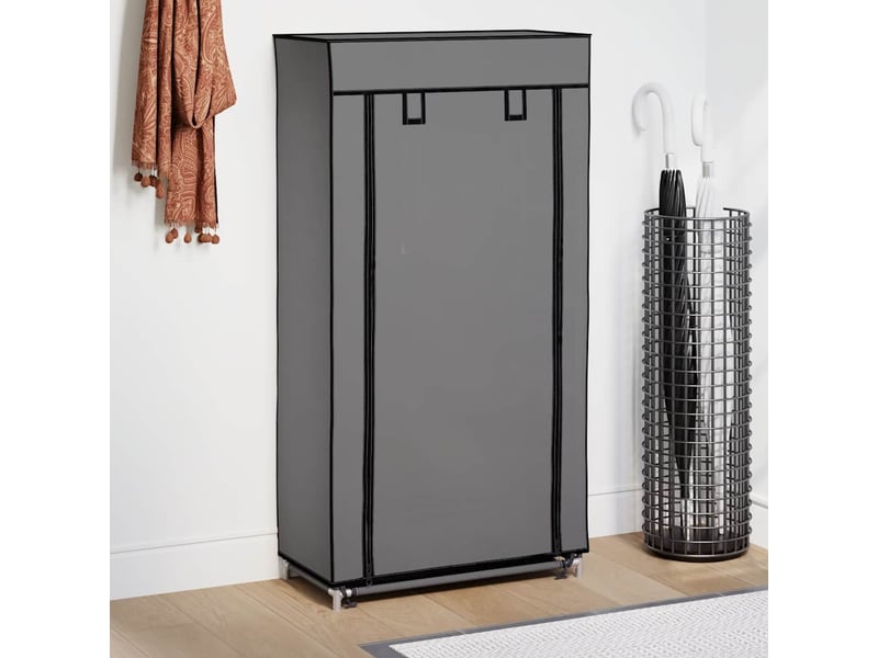  Meuble à chaussure | armoire à chaussures avec housse gris 58x28x106 cm tissu  - Conforama B