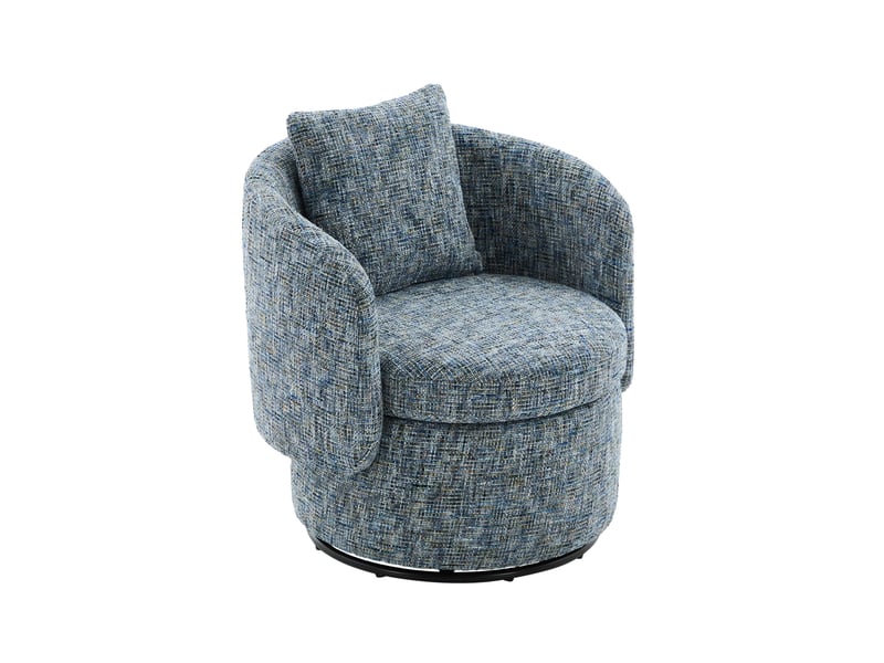  Fauteuil pivotant ulevr 360° avec rangement caché 72 x 66,5 x 76 cm en chenille bleu  - Conforama A