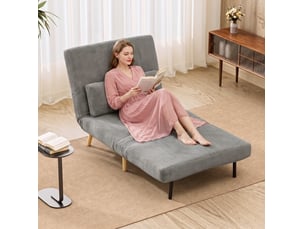 Fauteuil convertible 90x75x84 cm 3-en-1 dossier réglable cord gris foncé