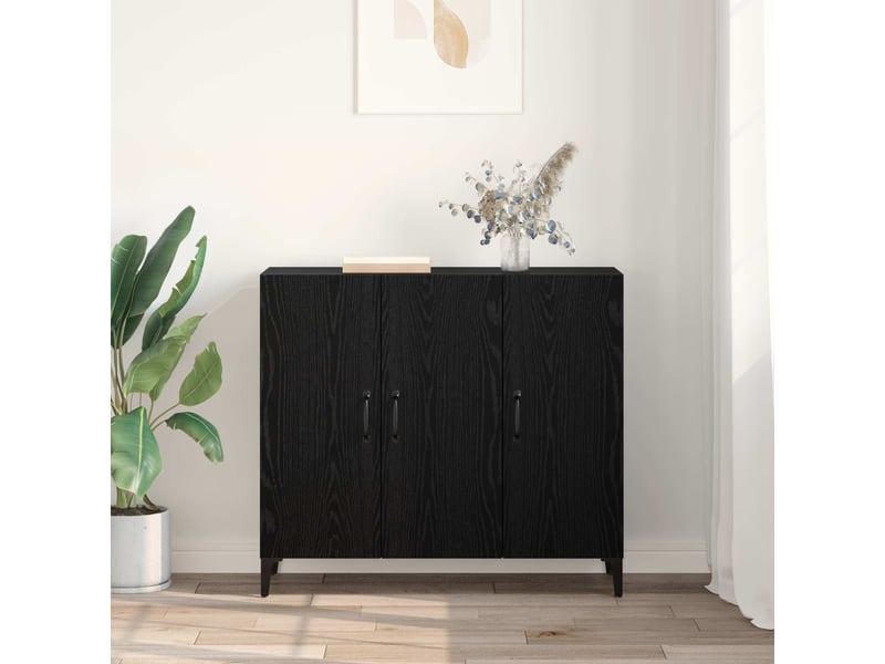  Buffet - bahut - meuble de rangement chêne noir 34 x 90 x 80 cm bois d'ingénierie  - Conforama D