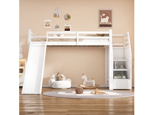 Lit avec rangement 90x200 cm <strong>MODENVIE</strong>  <strong></strong> coloris blanc