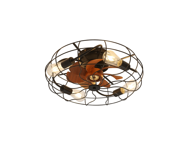  Ventilateur de plafond 20 pouces avec led, télécommande 6 vitesses, moteur dc silencieux, design moderne, métal, noir  - Conforama A