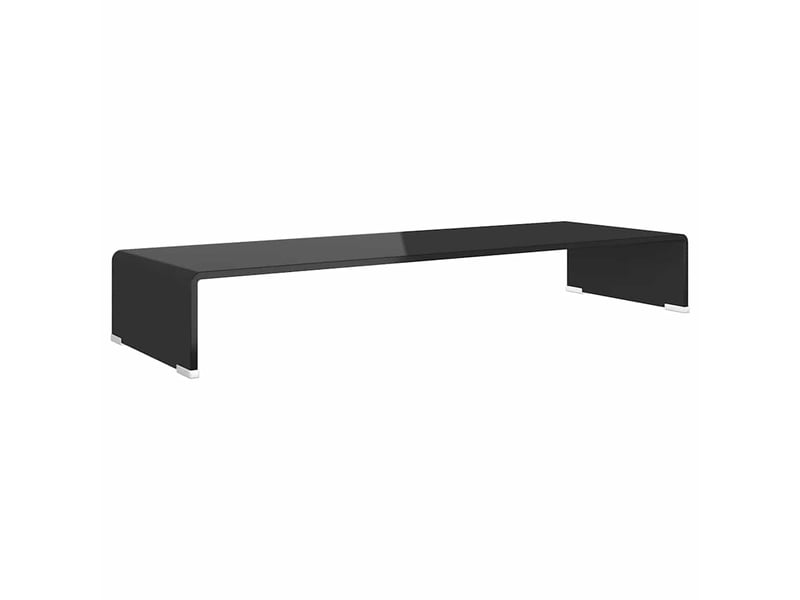  Meuble tv - banc tv - meuble de rangementsupport pour moniteur 90x30x13 cm verre noir  - Conforama A
