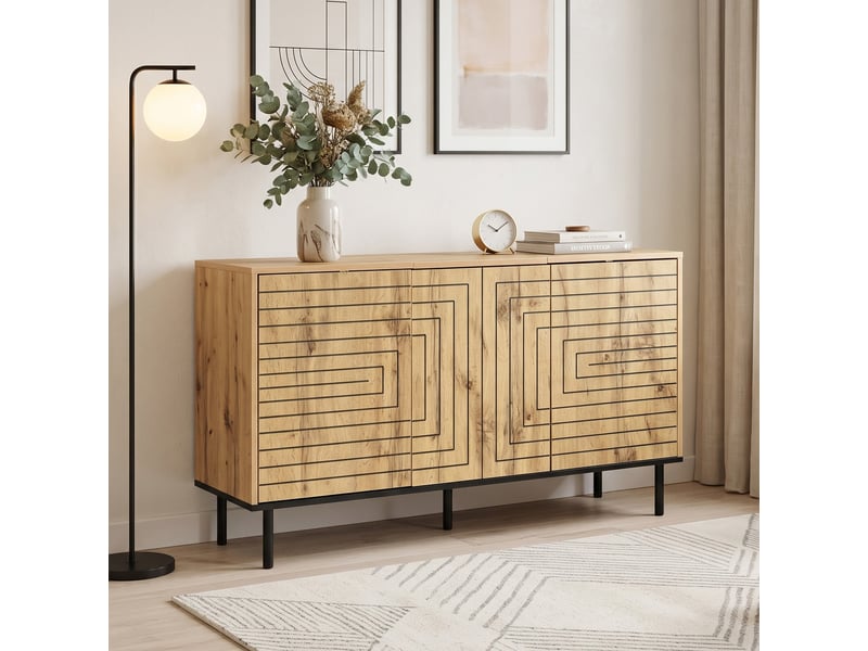  Buffet effet bois design geometric 3 portes 6 compartiments  - Conforama B
