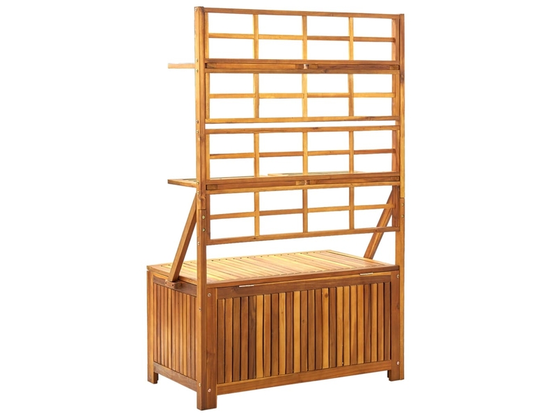  Boîte de rangement avec treillis 99 x 55 x 160cm bois acacia solide 02_0012996  - Conforama E