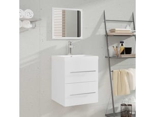 Meuble de lavabo avec bassin intégré blanc bois d'ingénierie
