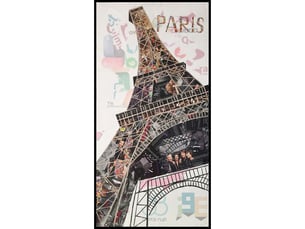 Tableau collage tour eiffel paris en papier recyclé 52x102 cm