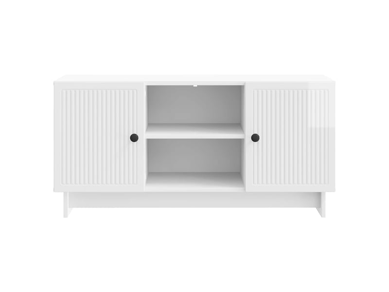  Meuble tv - banc tv - meuble de rangement 102 x 34,5 x 50 cm blanc brillant bois d'ingénierie  - Conforama E
