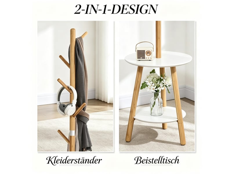  Portemanteau sur pied avec 5 crochets et étagères bambou et mdf 39.5 x 39.5 x 171 cm T5828P553598 - Conforama D