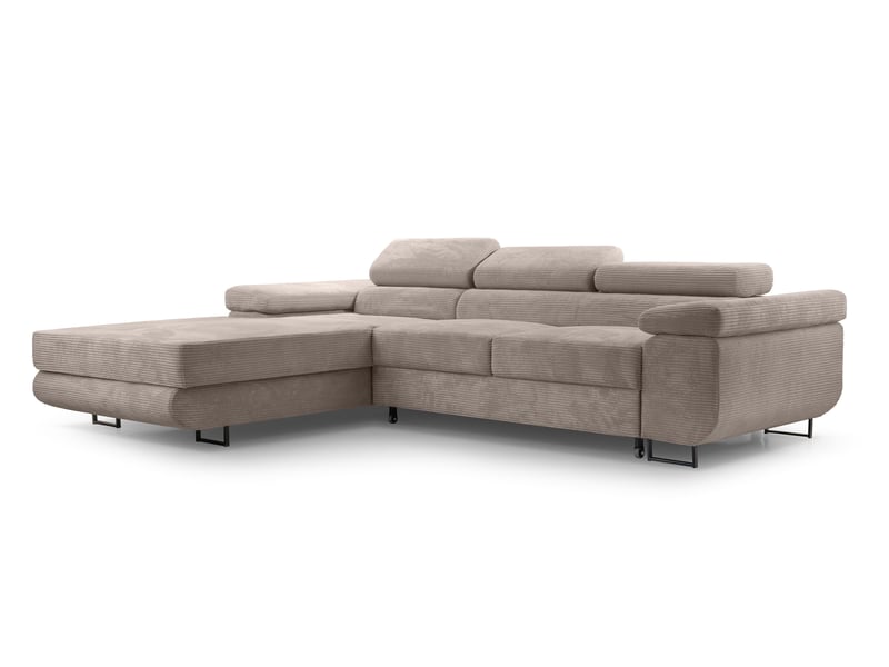  Canapé d’angle en velours côtelé arborio – 280 cm beige g Arborio - Conforama A