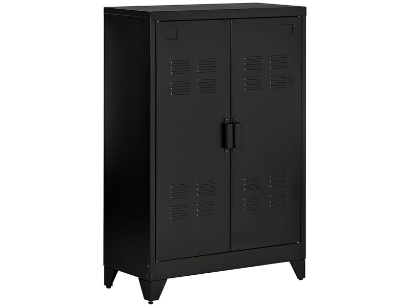  Classeur métallique, 2 portes magnétiques lattes, étagère réglable, bureausalon, 75x33x110 cm, noir.  - Conforama A