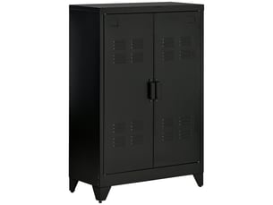 Classeur métallique, 2 portes magnétiques lattes, étagère réglable, bureausalon, 75x33x110 cm, noir.