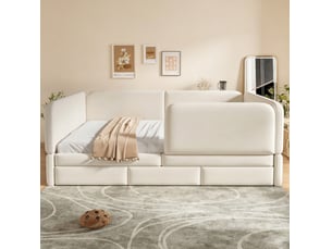 Lit avec rangement 140x200 cm <strong>WISHDOR</strong>  <strong></strong> coloris beige