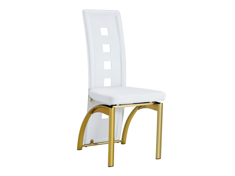 Lot de 4 chaises de salle à manger 43 x 49 x 102,5 cm – blanc et doré – dossier ajouré contemporain - Conforama D