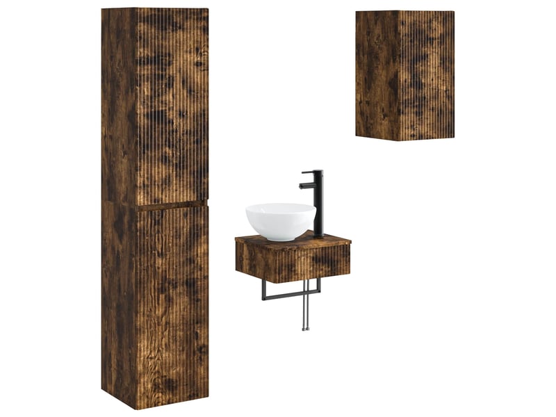 Ensemble de mobilier de salle de bain 3 pc chêne fumé cf64313  - Conforama A