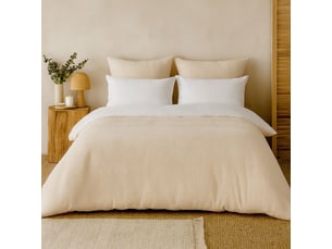 Parure housse de couette 240x220cm + 2 taies 100% gaze de microfibre uni écru - nathea