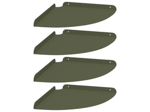 Lot de 4 étagères flottantes d'angle, étagères murales vert olive 30 x 30 x 2 cm cf41682
