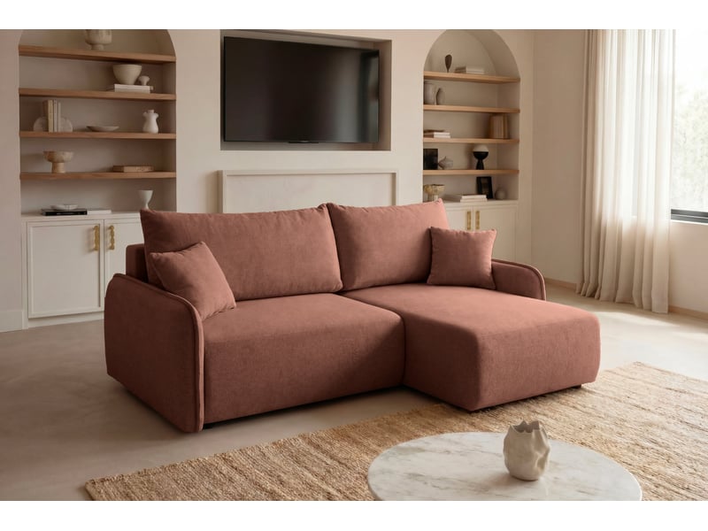  Sacha - canapé d'angle convertible tissu chiné 3 places terracotta  - Conforama B