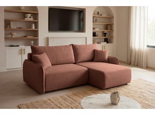 Canapé d'angle réversible convertible CASANOVA 3 places Tissu Terracotta