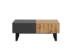 Table basse coulissante multifonction, bois et métal, 155x55x40 cm, rangement caché