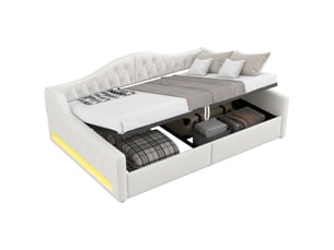 Lit banquette 140x200 cm coloris beige
