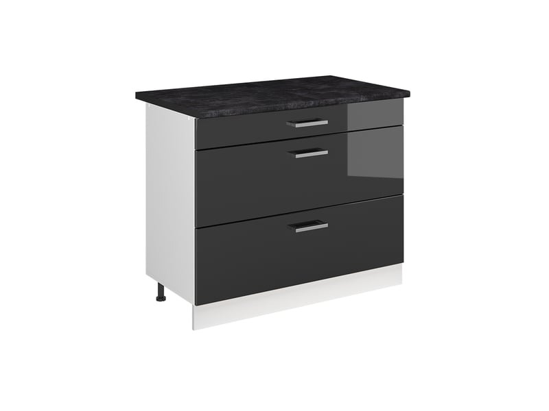  Vicco meuble cuisine, anthracite haute brillanceblanc, 100cm plan de travail anthracite  - Conforama A