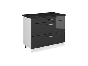 Vicco meuble cuisine, anthracite haute brillanceblanc, 100cm plan de travail anthracite