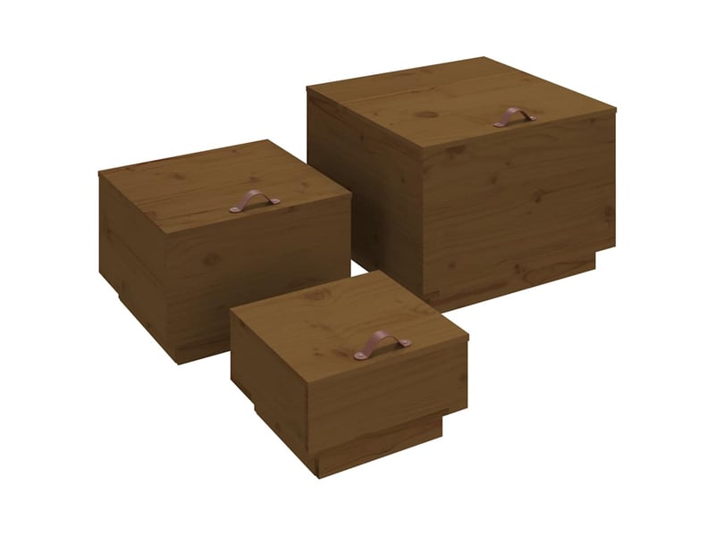 Boîtes de rangement avec couvercles 3 pcs marron miel - Conforama A