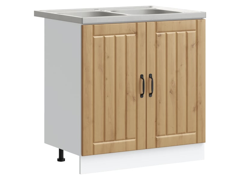 Meuble sous évier 2 pcs chêne artisanal bois d'ingénierie - Conforama A