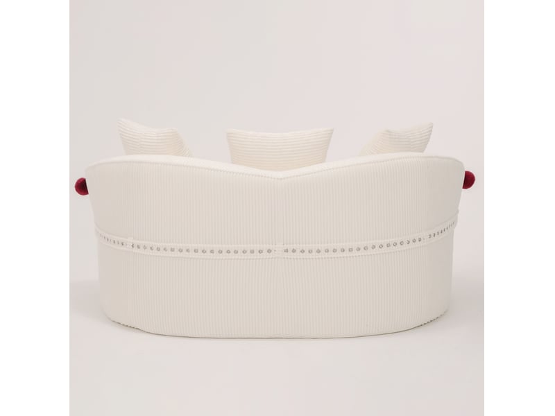  Canapé 2 places arqué en velours côtelé blanc 163x93x68 cm  - Conforama R